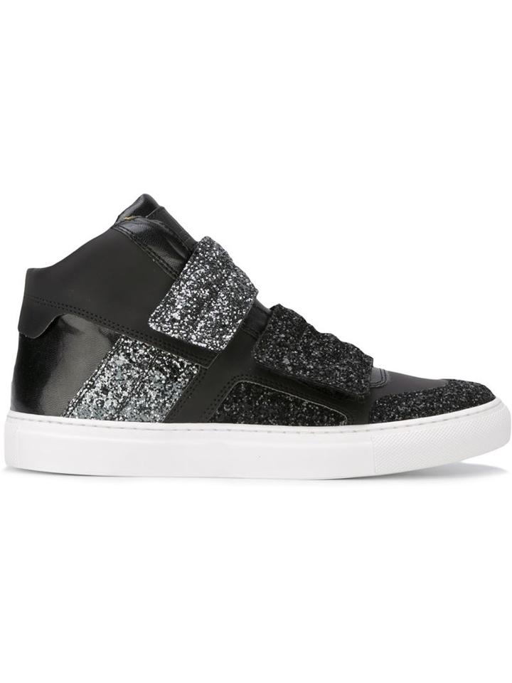 Mm6 Maison Margiela Glitter Velcro Strap Hi-top Sneakers, Women's, Size: 37, Black, Pvc/rubber