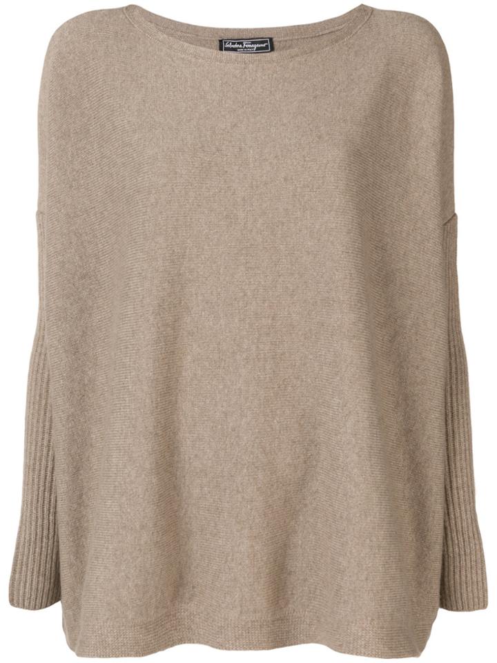 Salvatore Ferragamo Flared Knit Jumper - Nude & Neutrals