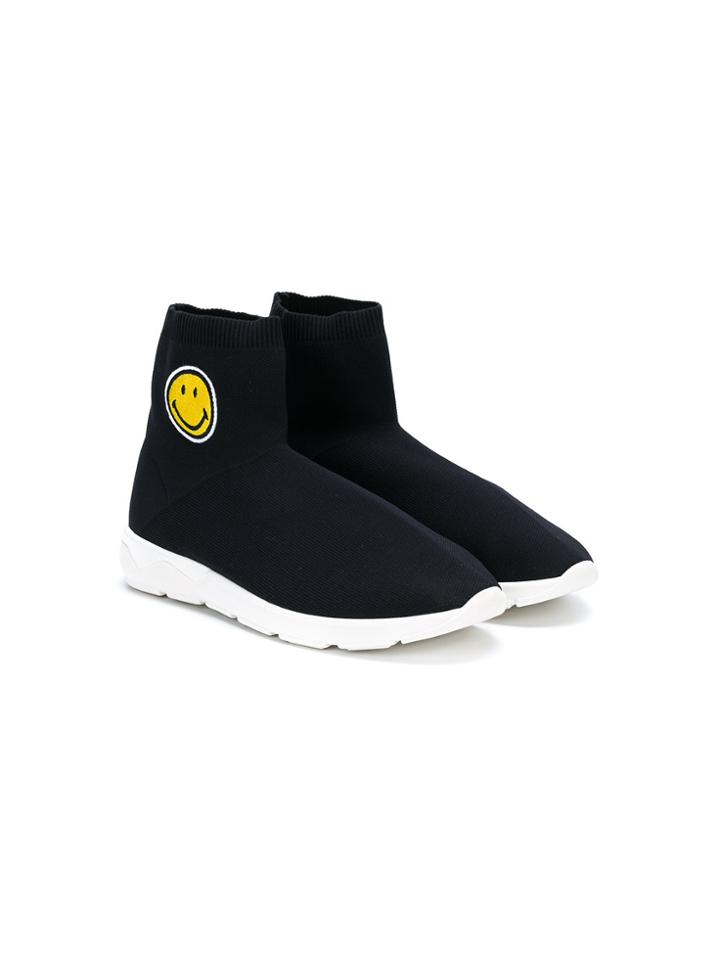 Joshua Sanders Kids Smily Face Sock Hi-top Trainers - Black