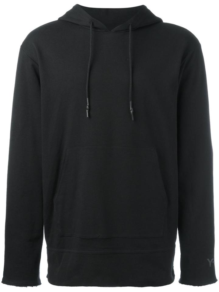Y-3 Raw Edge Drawstring Hoodie, Men's, Size: Xl, Black, Cotton