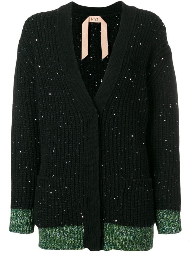 Nº21 Wool-blend Cardigan With Sequins - Black