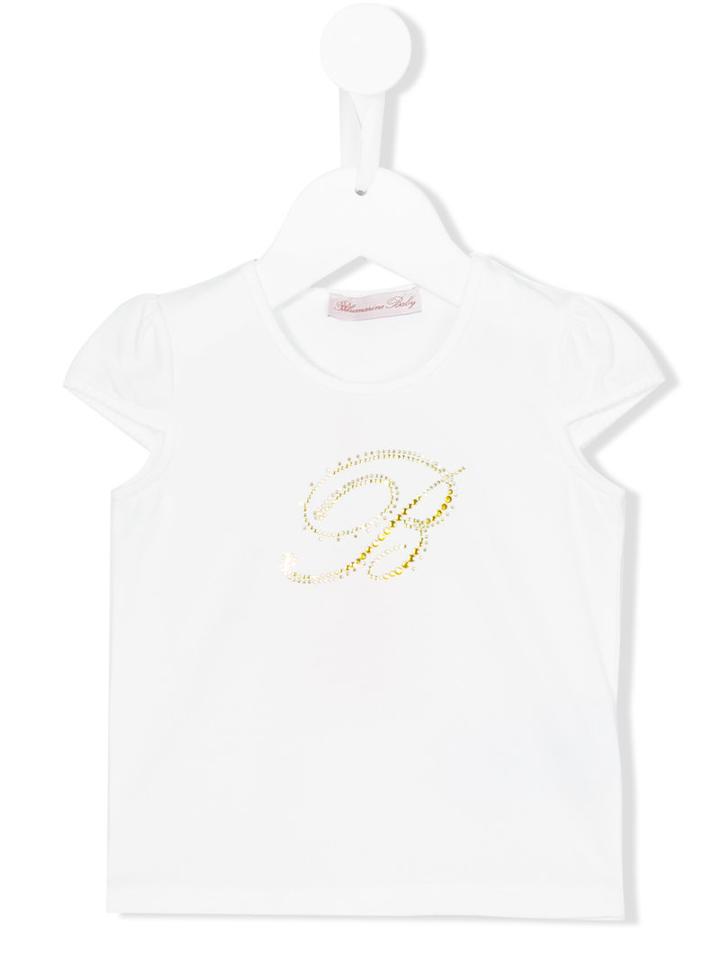 Embellished T-shirt - Kids - Cotton/spandex/elastane - 12 Mth, White, Miss Blumarine