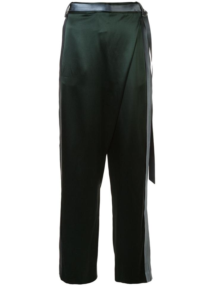Dion Lee Side Stripe Wrap Trousers - Green
