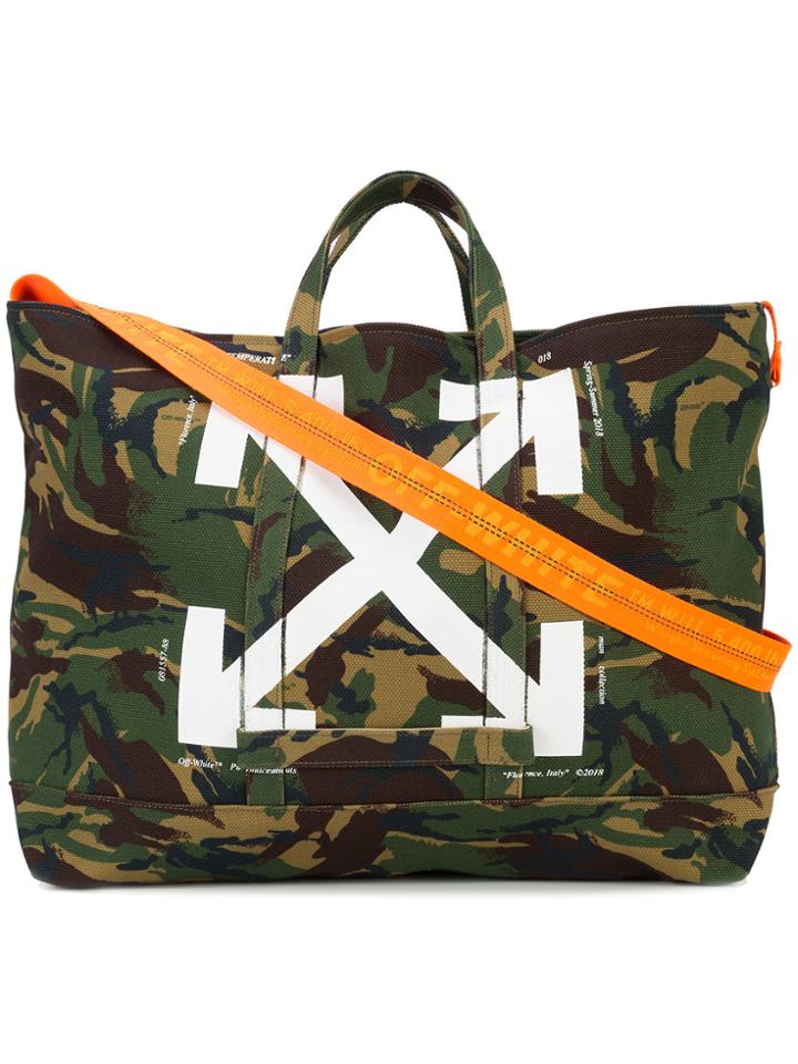Off-white Camouflage Printed Tote - Green