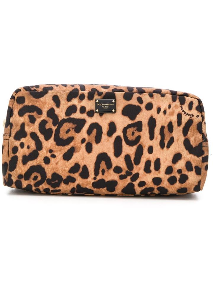 Dolce & Gabbana Leopard Print Make-up Bag - Brown