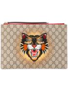 Gucci Angry Cat Gg Supreme Clutch - Nude & Neutrals