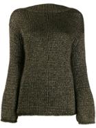 Forte Forte Metallic-thread Relaxed-fit Jumper - Green