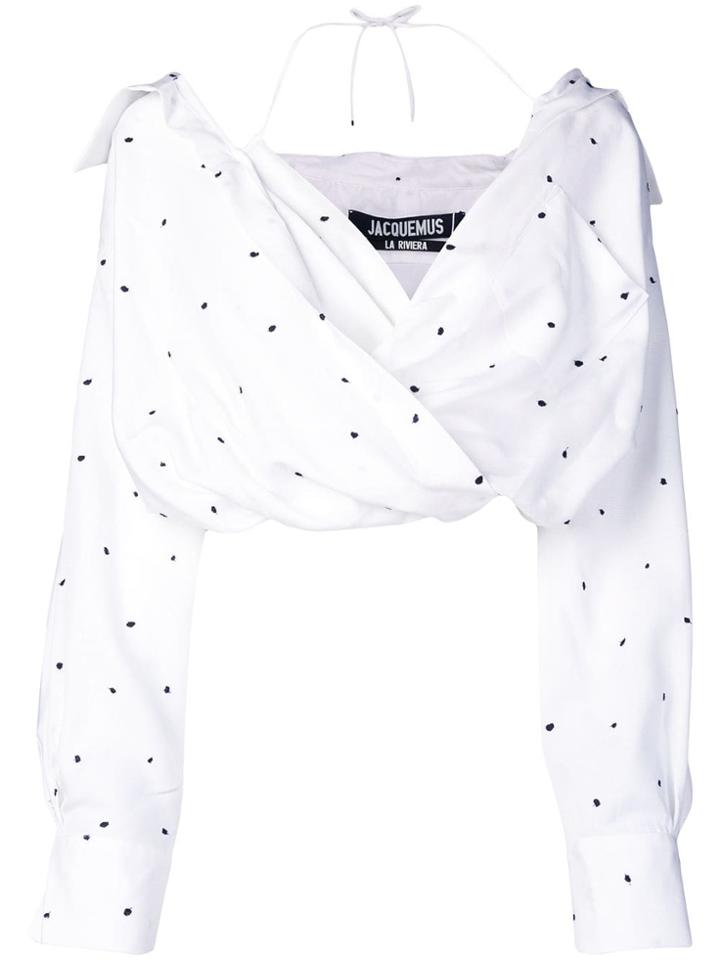 Jacquemus Cropped Polka Dot Blouse - White