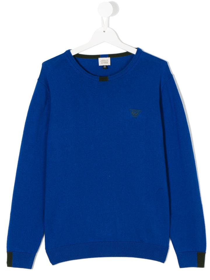 Armani Junior Classic Logo Pullover - Blue