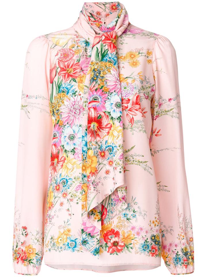 No21 - Pussy-bow Fastening Shirt - Women - Silk - 38, Pink/purple, Silk