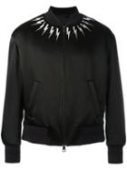 Neil Barrett Lightning Bolt Bomber Jacket, Size: Medium, Black, Polyamide/acetate/viscose/cotton