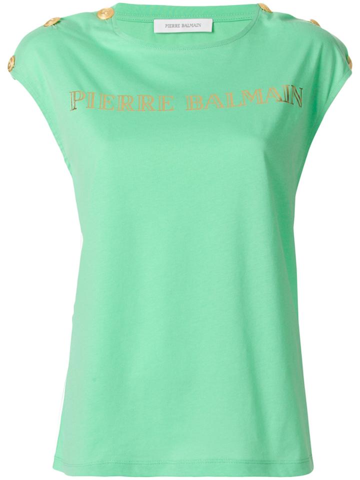 Pierre Balmain Shoulder Button Logo T-shirt - Green