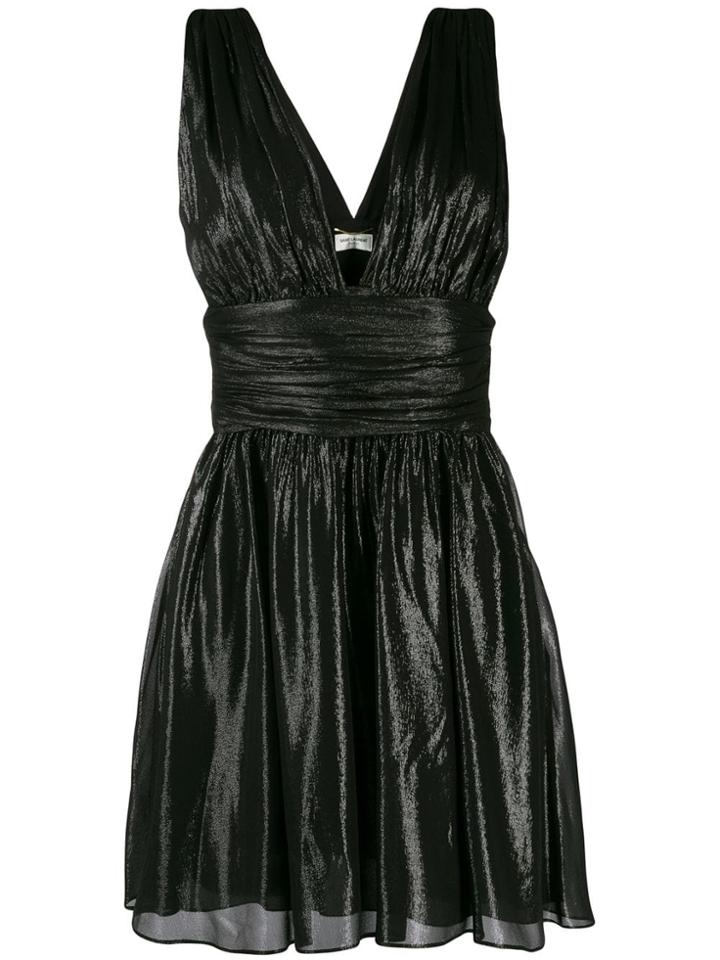 Saint Laurent Flared Short Dress - Black