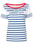 Semicouture Striped Logo Print T-shirt - White