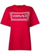 Versace Geometric Rectangle Logo Printed T-shirt - Red