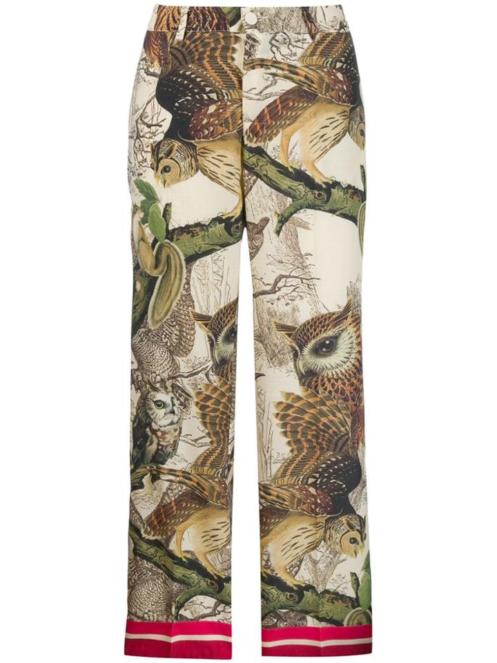 F.r.s For Restless Sleepers Owl Print Trousers - Neutrals