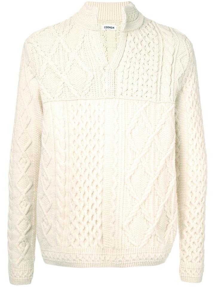 Coohem Aran Patchwork Knit Jumper - White