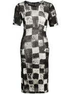 Yohji Yamamoto Check Print Midi Dress - Black