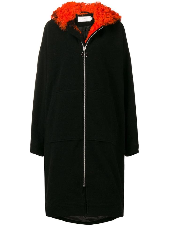 Marques'almeida Shearling Trim Coat - Black