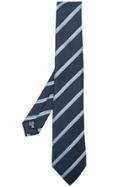 Emporio Armani Embroidered Striped Tie - Blue