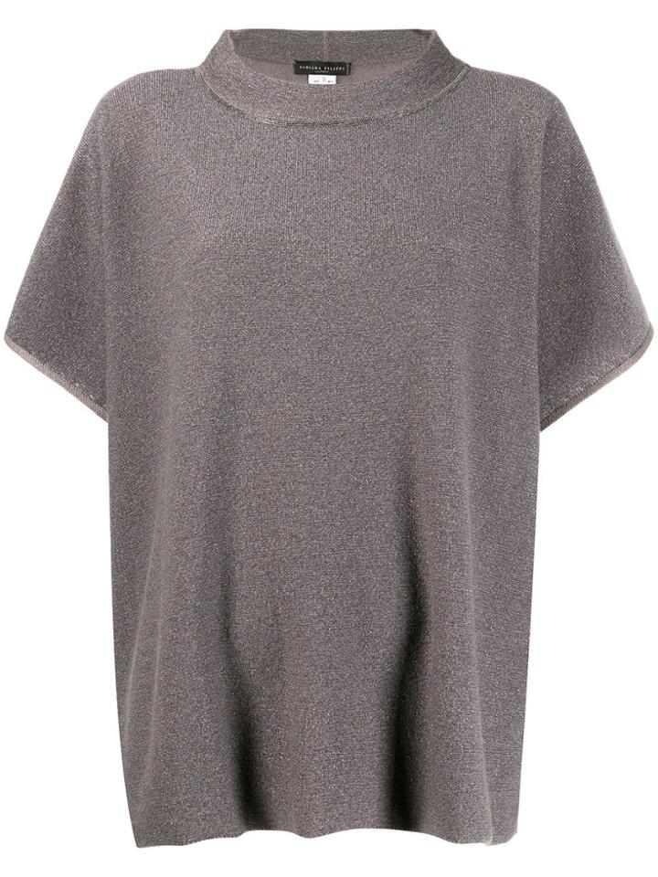 Fabiana Filippi Metallic Sheen Knit Top - Grey