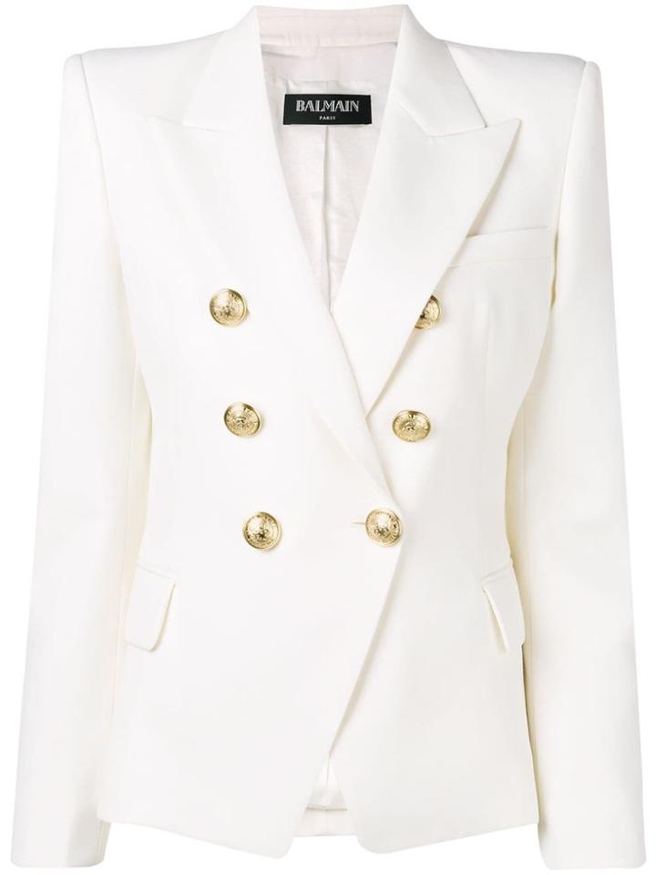 Balmain Double-breasted Fitted Blazer - White