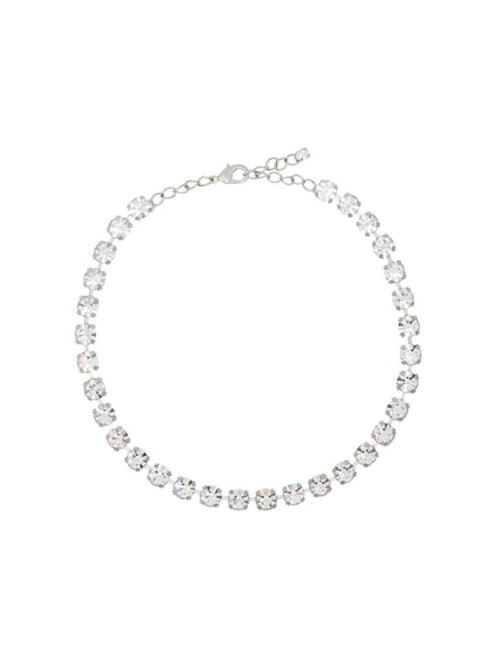 Alessandra Rich Metallic Silver Crystal Necklace