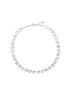 Alessandra Rich Metallic Silver Crystal Necklace