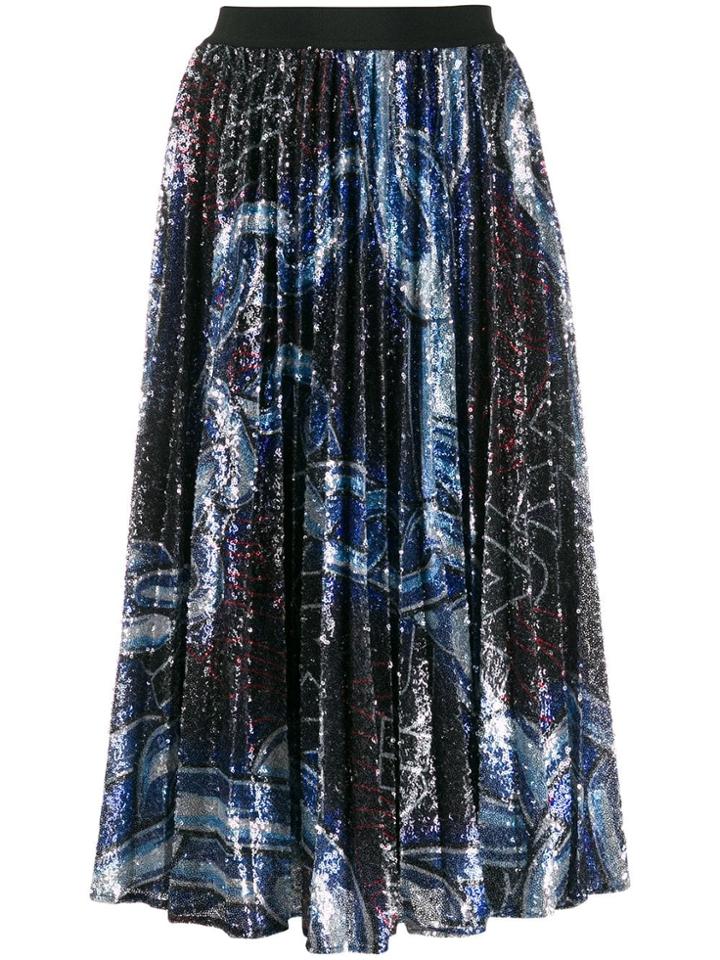 Pinko Sequinned Pleated Skirt - Blue