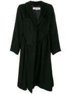 Yves Saint Laurent Vintage Gathered Ruffled Midi Coat - Black