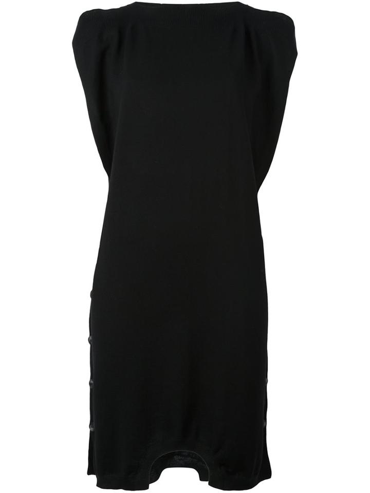 Mm6 Maison Margiela Side Button Knitted Dress, Women's, Size: Large, Black, Wool