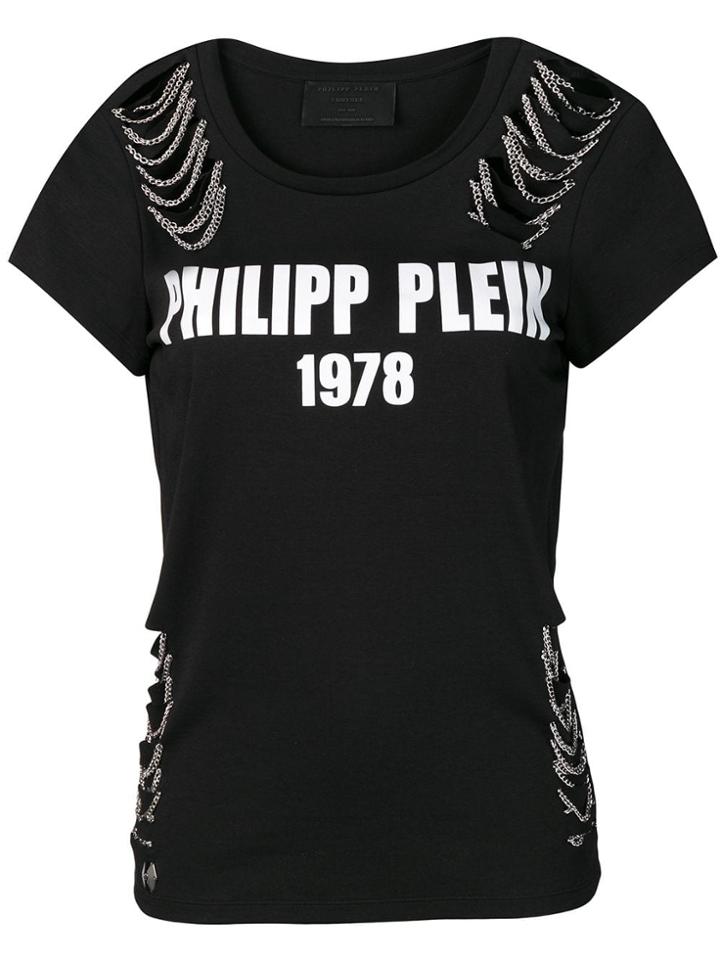 Philipp Plein Distressed Logo T-shirt - Black