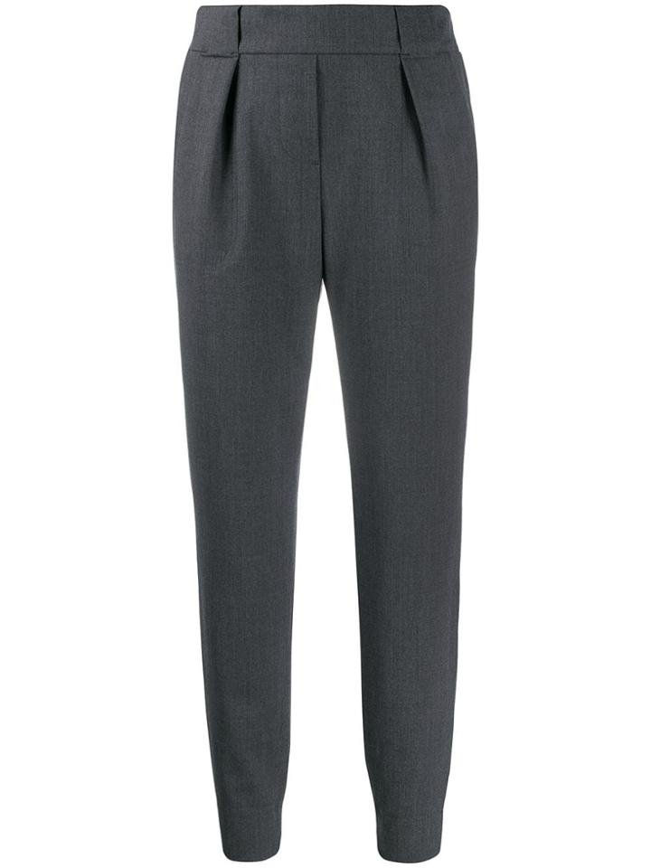 Lorena Antoniazzi Pleated Cropped Trousers - Grey