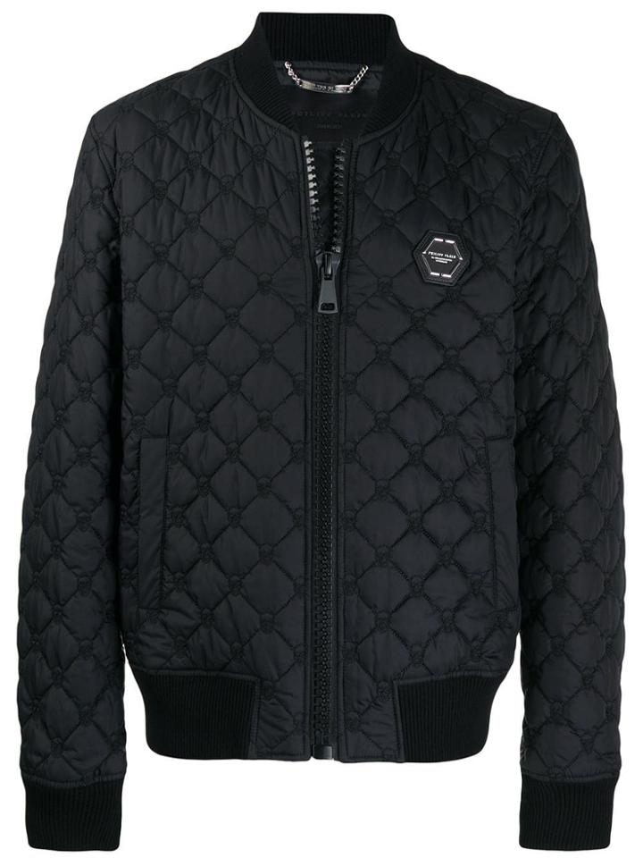 Philipp Plein Skull Padded Bomber Jacket - Black