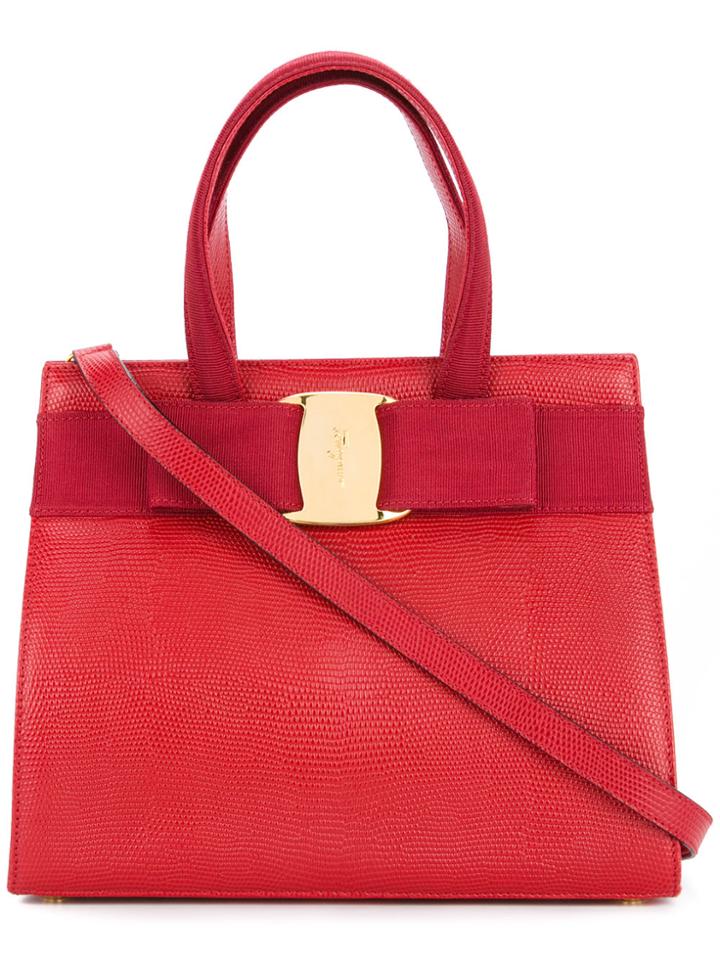 Salvatore Ferragamo Vintage Vara Bow 2way Tote - Red