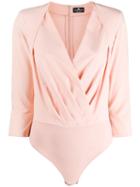 Elisabetta Franchi Pleated Wrap Bodysuit - Pink