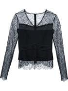 Yigal Azrouel Long Sleeves Lace Blouse, Women's, Size: 4, Black, Nylon