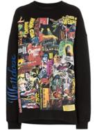 We11done Printed Long Sleeve Movie Collage Top - Black