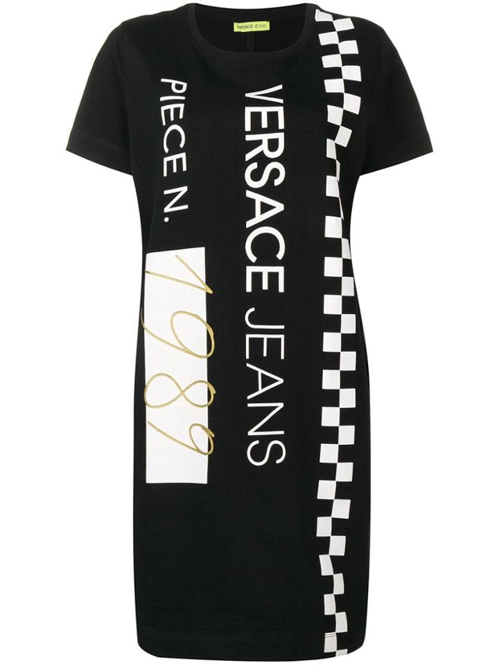 Versace Jeans Checkered T-shirt Dress - Black