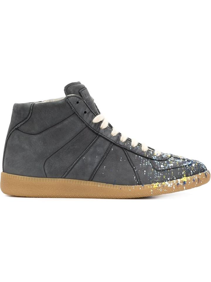 Maison Margiela Replica Hi-top Sneakers, Men's, Size: 7, Blue, Lamb Skin/calf Leather/rubber