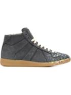 Maison Margiela Replica Hi-top Sneakers, Men's, Size: 7, Blue, Lamb Skin/calf Leather/rubber
