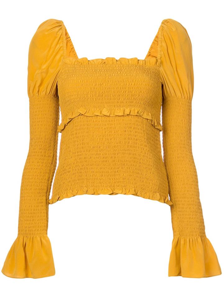 Cinq A Sept Square Neck Flare Cuff Top - Yellow & Orange