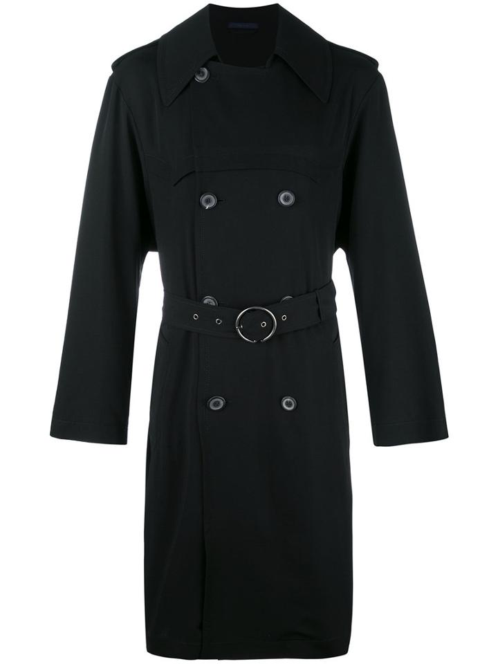 Lanvin Belted Trenchcoat, Men's, Size: 46, Black, Wool/viscose