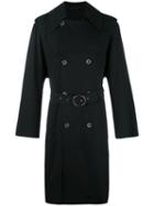 Lanvin Belted Trenchcoat, Men's, Size: 46, Black, Wool/viscose