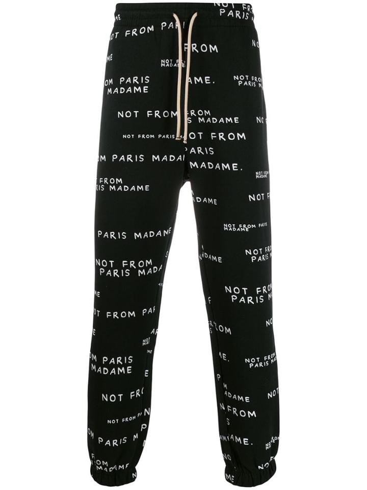 Drôle De Monsieur Slogan Drawstring Trousers - Black