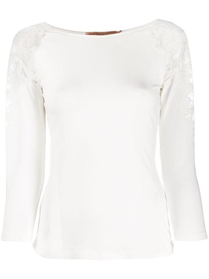 Ermanno Scervino Lace Embroidery Knit Top - White