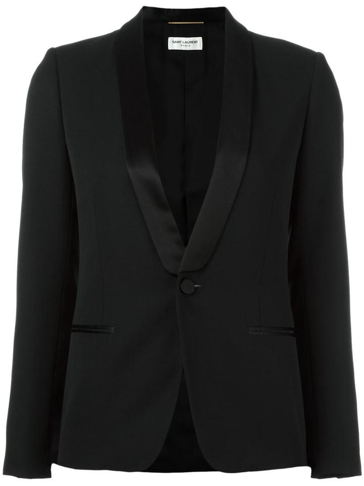 Saint Laurent Iconic Smoking Jacket, Women's, Size: 40, Virgin Wool/viscose/silk/cotton