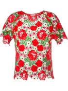 P.a.r.o.s.h. Floral Lace Top, Women's, Size: M, Red, Cotton/polyester