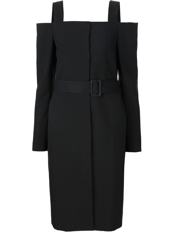 Vera Wang Off-shoulder Belted Coat