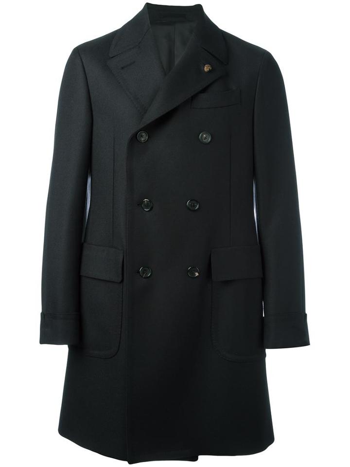 Gabriele Pasini Double Breasted Coat, Men's, Size: 52, Black, Cupro/viscose/wool